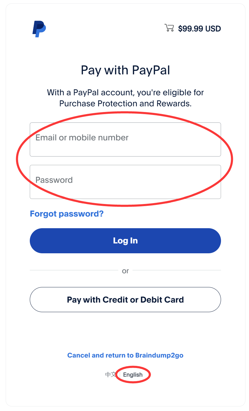Pay via PayPal Account